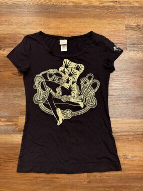 DIESEL Graphic T-Shirt Women’s Size S Brown Abstract Art Y2K Style